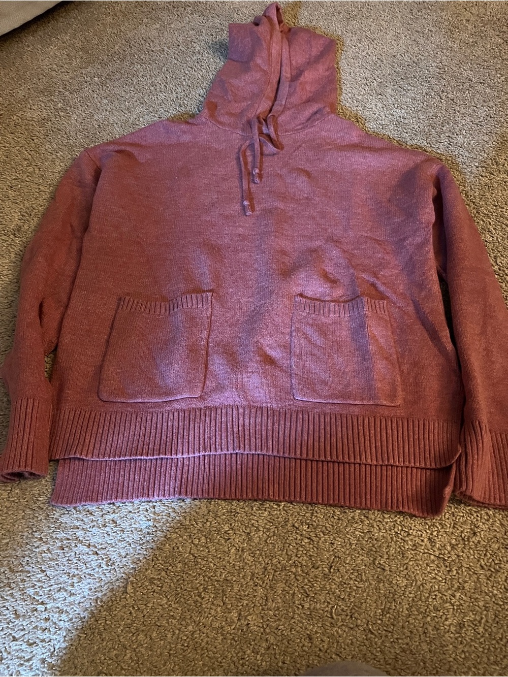 a new day Women's Crewneck Hooded Sweater in Dusty Rose Soft, slightly stretchy.